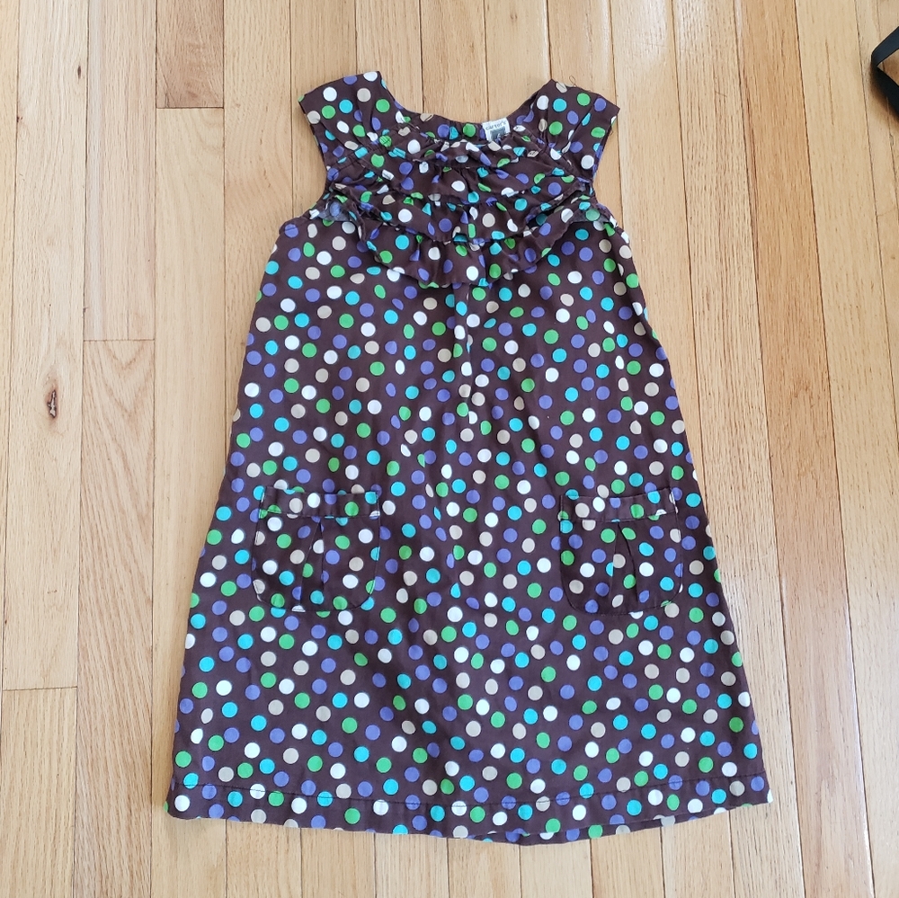 3/20 Carter's Polka Dot Ruffle Sundress Girls 6 Ties in Back Pockets Lightweight